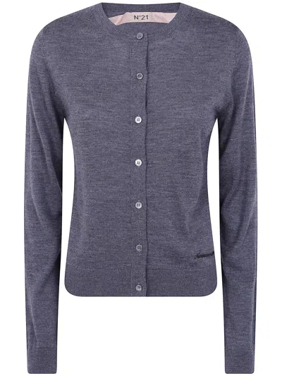 N°21 Crew-neck Cardigan In Blue