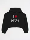 N°21 Kids Black Hoodie For Girls In Black