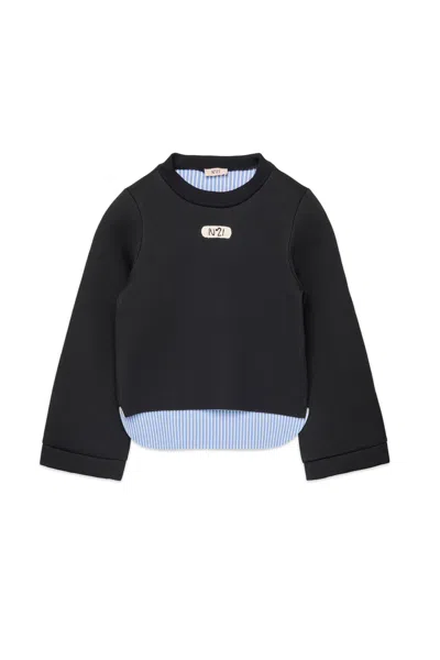 N°21 Kids' Sweatshirt Mit Rundhalsausschnitt Und Logo In Black