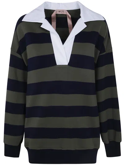 N°21 Sweatshirt Striped Polo Neck In Multi