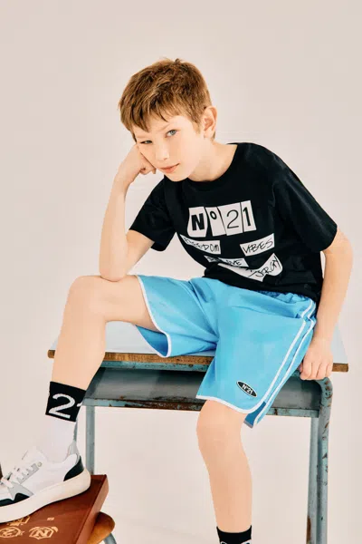N°21 Kids' T-shirt With Printed Logo In Black