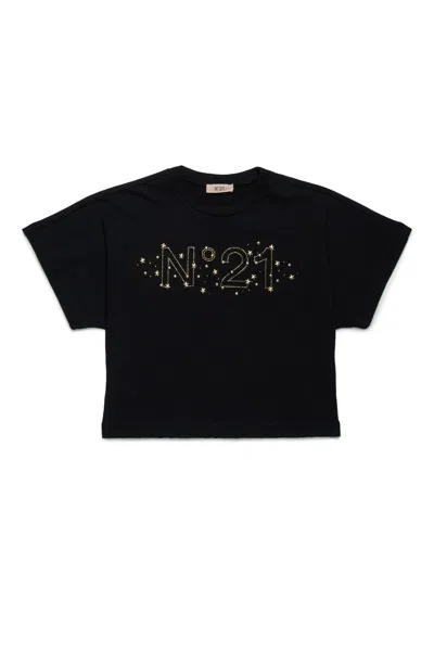 N°21 COTTON JERSEY T-SHIRT WITH HOTFIX LOGO