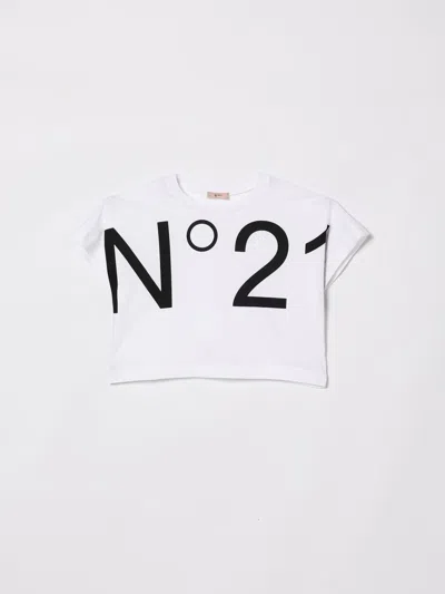 N°21 N° 21 CROP COTTON T-SHIRT WITH LOGO