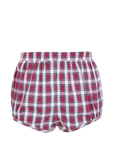 N°21 Tartan-print Gathered Shorts In Red