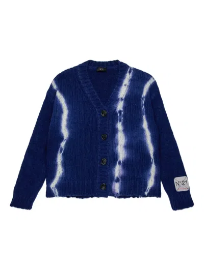 N°21 Tie-dye Effect Cardigan In Blue