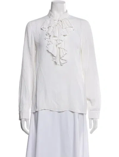 Pre-owned N°21 Tie Neck Long Sleeve Blouse In White
