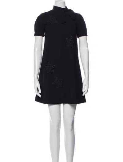 Pre-owned N°21 Tie Neck Mini Dress In Blue