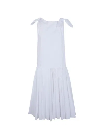 N°21 Tie-shoulder Midi Dress In White