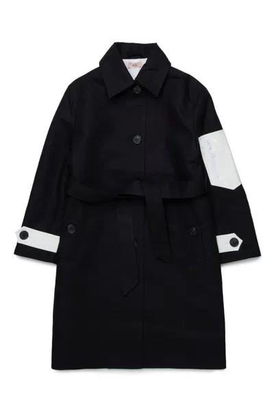 N°21 Kids' Logo Back Trench Coat In Black