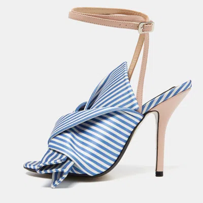 N°21 N21 Tricolor Striped Satin And Leather Knotted Ankle Strap Sandals In Multi