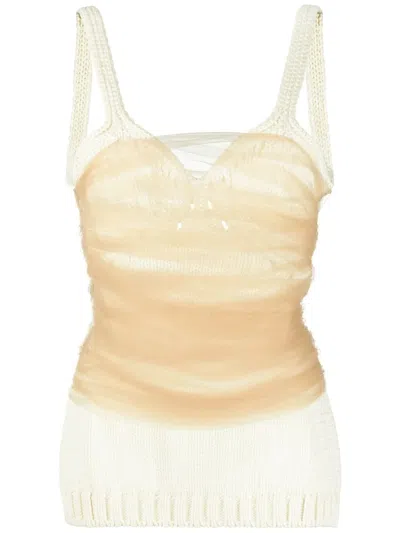 N°21 Tulle-embellished Tank Top In White