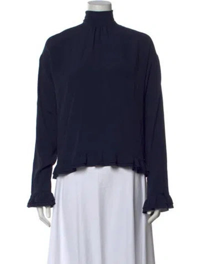 Pre-owned N°21 Turtleneck Long Sleeve Blouse In Blue