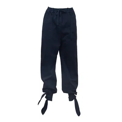 N°21 Utility Cargo Pants With Adjustable Waistband And Tie Hem In Blue