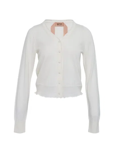 N°21 V-neck Cardigan In White