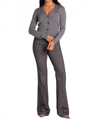 N°21 V-neck Cardigan With Logo In Grey In Gray