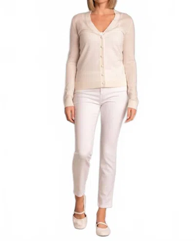 N°21 V-neck Full Length Cardigan In Ivory In Neutral
