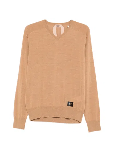 N°21 V-neck Knitted Top In Brown