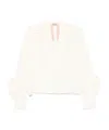 N°21 White Pleated Ruffle Sleeve Blouse In White