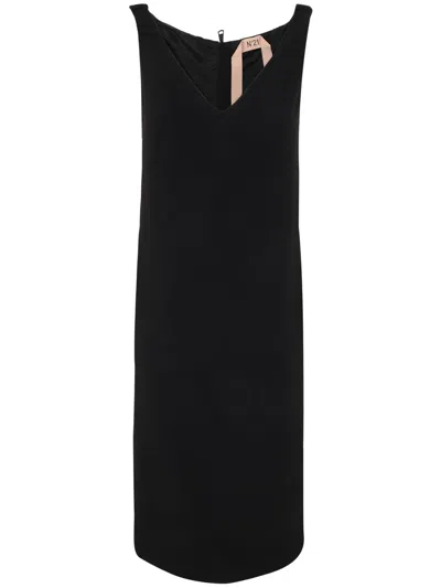 N°21 N21 V Neck Pencil Midi Dress In Black