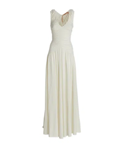 N°21 Stretch-jersey Sleeveless V-neck Maxi Dress In Neutral