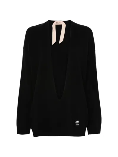 N°21 V-neck Sweater In Black