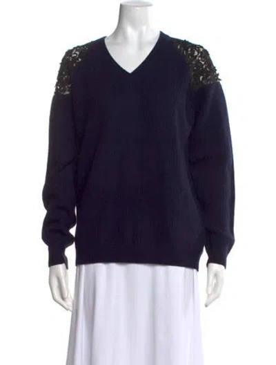 Pre-owned N°21 Virgin Wool Lace Pattern Sweater In Blue