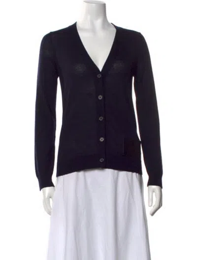Pre-owned N°21 Virgin Wool Open Front Sweater In Blue