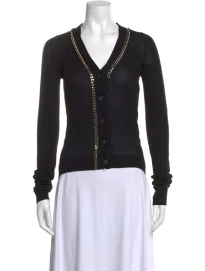 Pre-owned N°21 Virgin Wool V-neck Sweater In Black
