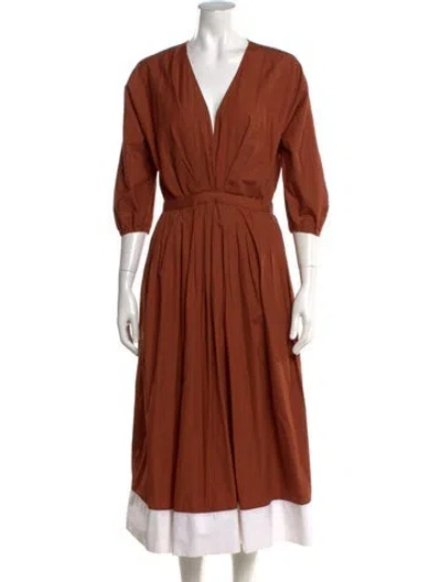 Pre-owned N°21 V-neck Midi Length Dress In Orange