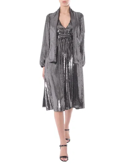 N°21 V-neck Mini Dress With Removable Scarf In Gray