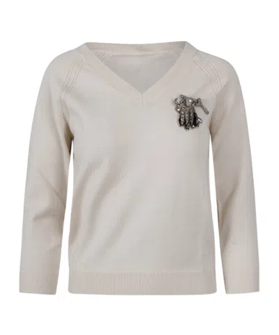 N°21 V-neck Sweater In Neutral