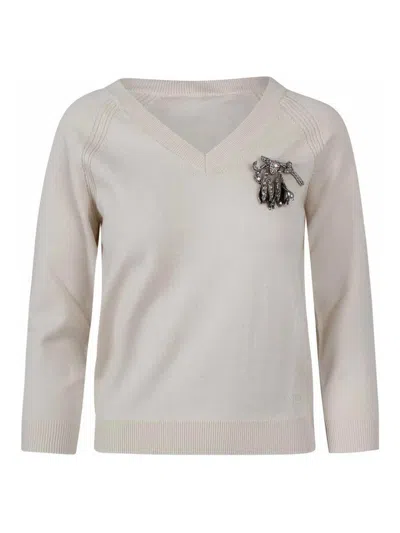 N°21 V-neck Sweater In White
