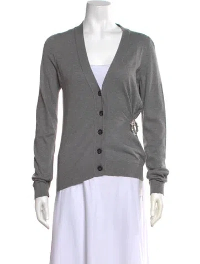 Pre-owned N°21 V-neck Sweater W/ Tags In Gray