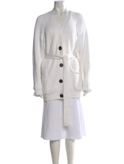 Pre-owned N°21 V-neck Sweater In White