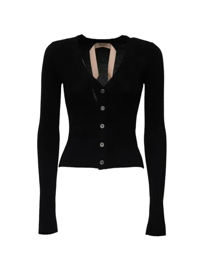 N°21 V-neck Wool Cardigan In Black