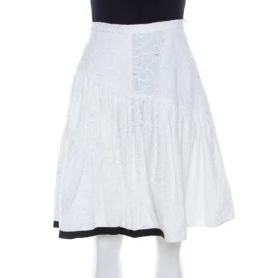 N°21 N21 White Cotton Lace Paneled A Line Skirt