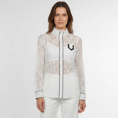 Pre-owned N°21 White Floral Lace Contrast Trim Button Up Shirt S
