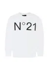 N°21 White Sweatshirt For Girl With Logo In White