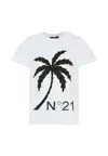 N°21 White T-shirt For Boy With Palm Tree In White