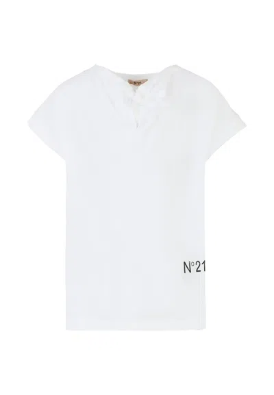 N°21 Kids' White T-shirt For Girl With Logo