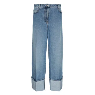 N°21 Wide Leg Cuffed Jeans In Blue