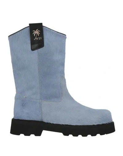 N°21 Woman Ankle Boots Sky Blue Size 8 Leather