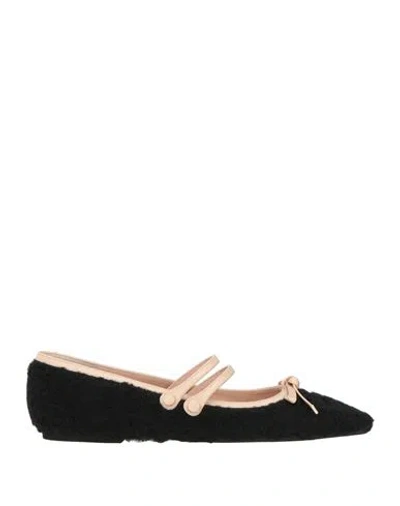 N°21 Woman Ballet Flats Black Size 8 Textile Fibers