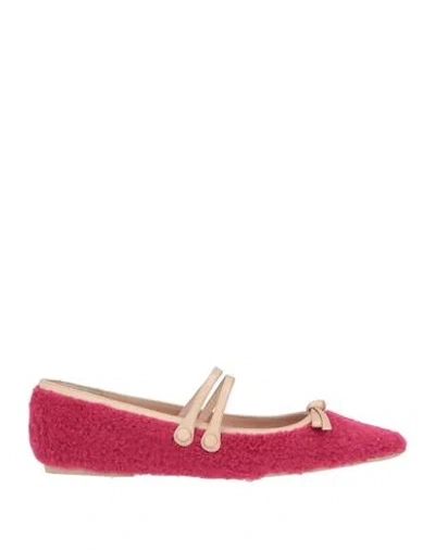 N°21 Woman Ballet Flats Magenta Size 7 Textile Fibers In Pink