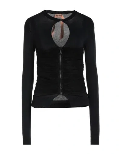 N°21 Woman Cardigan Black Size 4 Viscose, Polyamide, Polyester