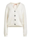 N°21 Woman Cardigan Cream Size 10 Mohair Wool, Polyamide, Wool In White