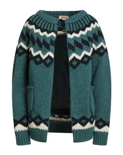 N°21 Woman Cardigan Deep Teal Size Xs Virgin Wool In Green