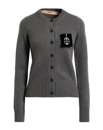 N°21 Woman Cardigan Grey Size 6 Polyamide, Acrylic, Wool In Gray