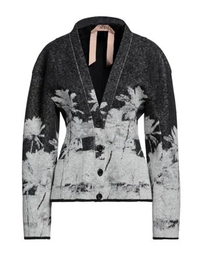 N°21 Woman Cardigan Grey Size 6 Polyamide, Polyurethane, Viscose, Alpaca Wool, Wool