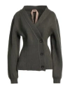 N°21 Woman Cardigan Military Green Size 8 Virgin Wool